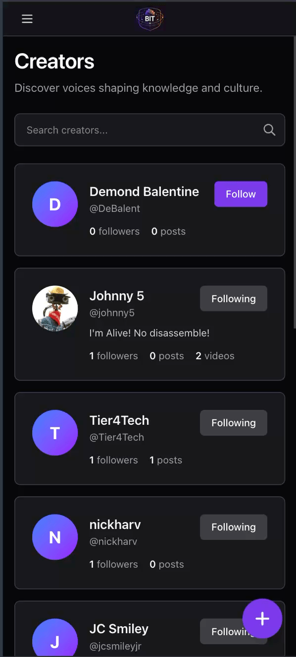 Creator Directory screen recording